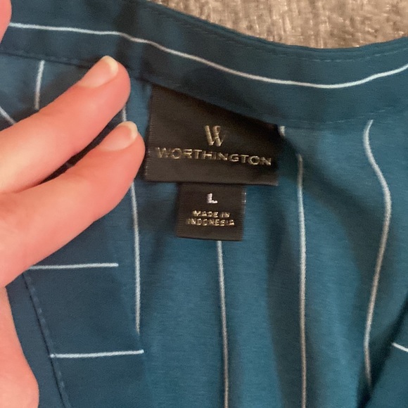 Teal and white striped women’s size large too by worthington - Picture 4 of 9